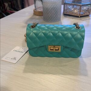 CALE Aqua Quilted Mini Bag